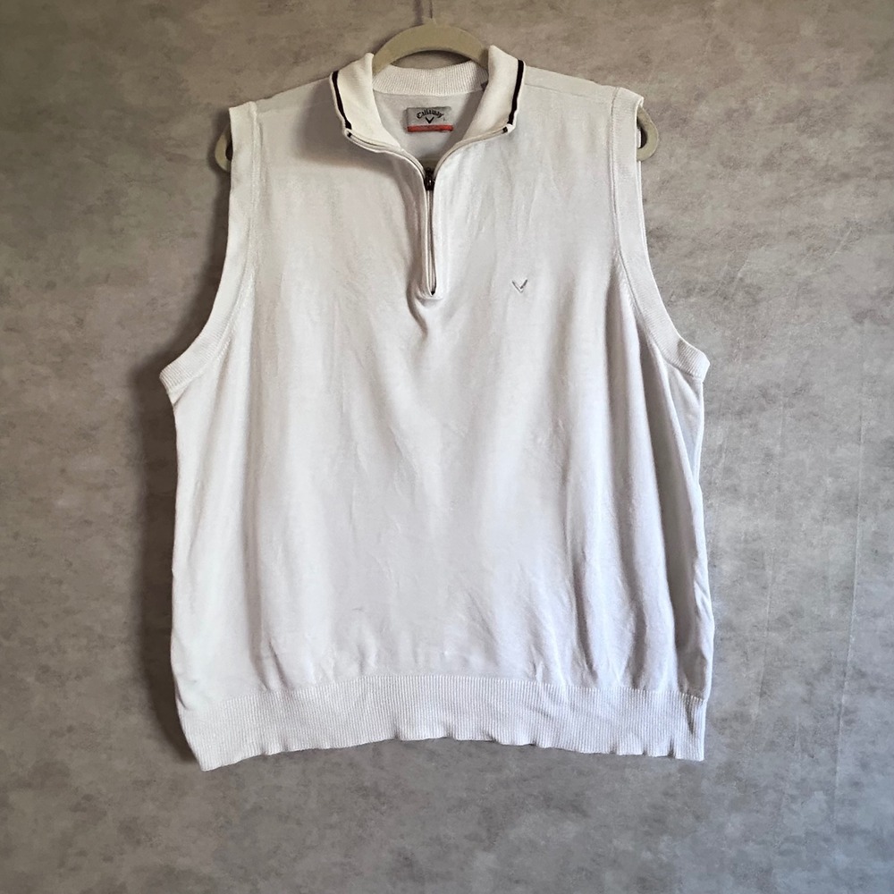 Callaway Mens White 1/4 Zip C Tech Golf Sweater Vest Sleeveless M